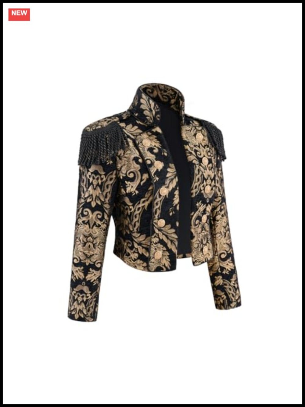 Gothic Steampunk Stand Collar Crop Jacket Brocade Short Coat